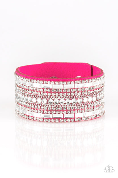 Paparazzi Rebel Radiance Pink Single Wrap Snap Bracelet