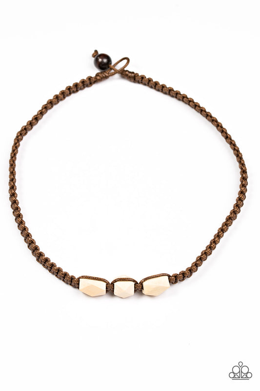 Paparazzi Redwood Forest Brown Men's Short Necklace - P2UR-BNXX-107XX