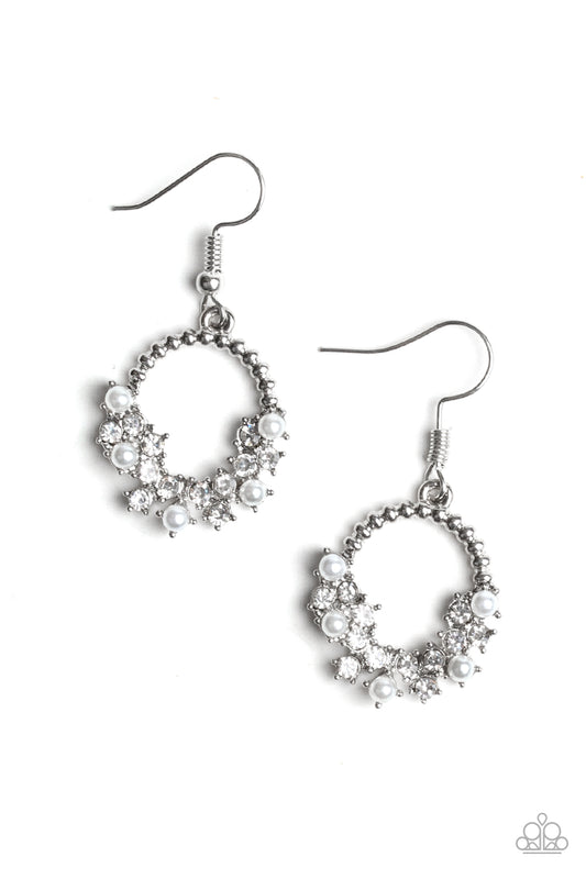 Paparazzi Refined Razzle White Fishhook Earrings