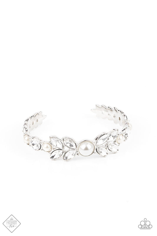 Paparazzi Regal Reminiscence White Cuff Bracelet - Fashion Fix Fiercely 5th Avenue July 2021