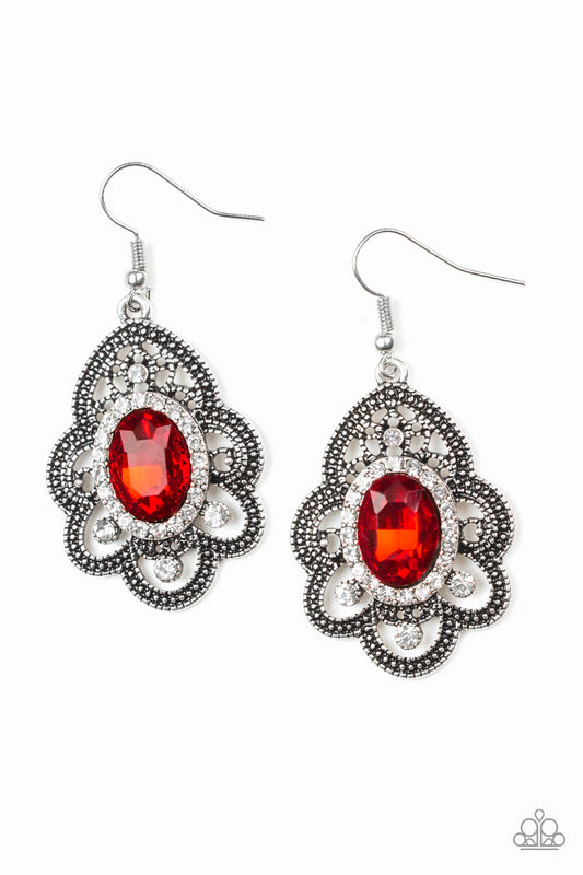 Paparazzi Reign Supreme Red Fishhook Earrings - P5ED-RDXX-026XX