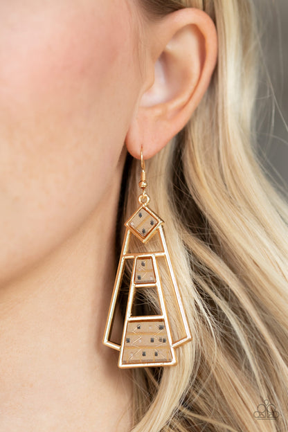 Paparazzi Retro Minimalist Gold Fishhook Earrings