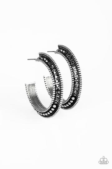 Paparazzi Retro Reverberation Silver Post Hoop Earrings