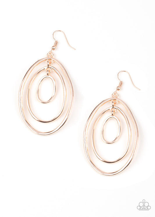 Paparazzi Retro Ruins Rose Gold Fishhook Earrings