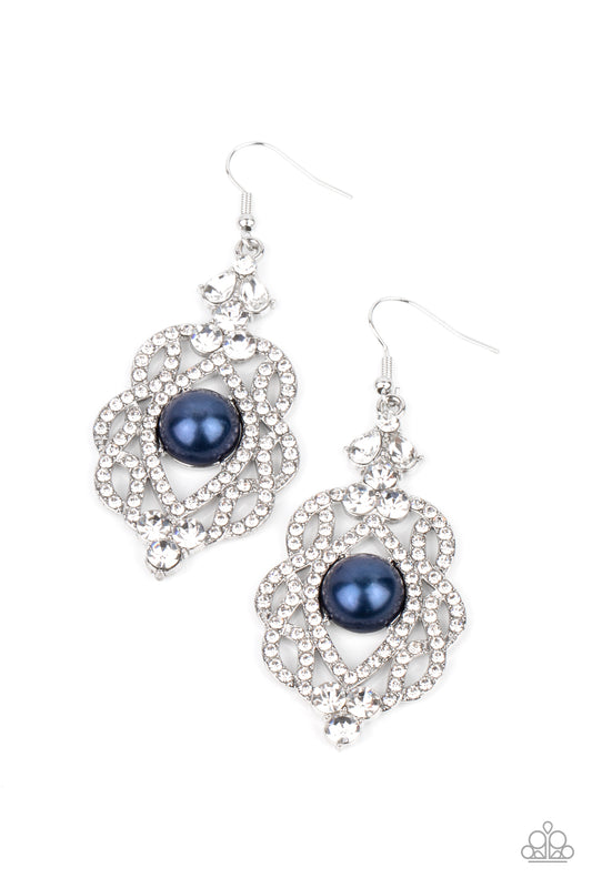 Paparazzi Rhinestone Renaissance Blue Fishhook Earrings