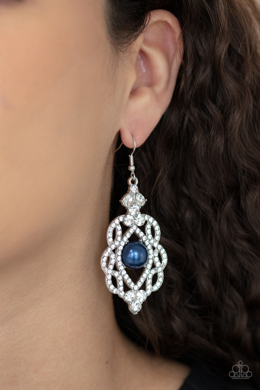 Paparazzi Rhinestone Renaissance Blue Fishhook Earrings