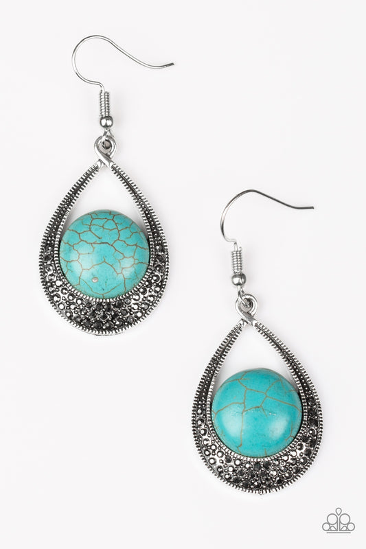 Paparazzi Richly Rio Rancho Blue Stone Fishhook Earrings