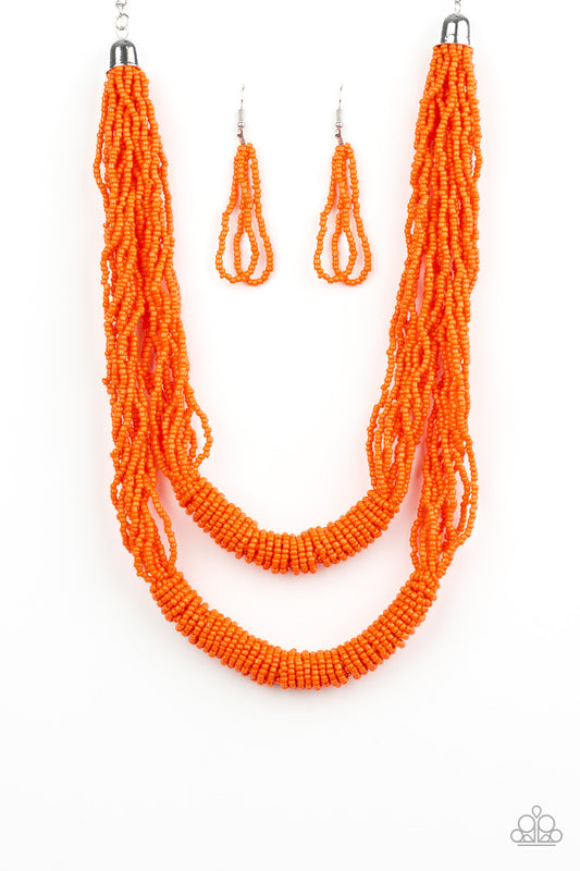 Paparazzi Right As RAINFOREST Short Orange Seed Bead Necklace
