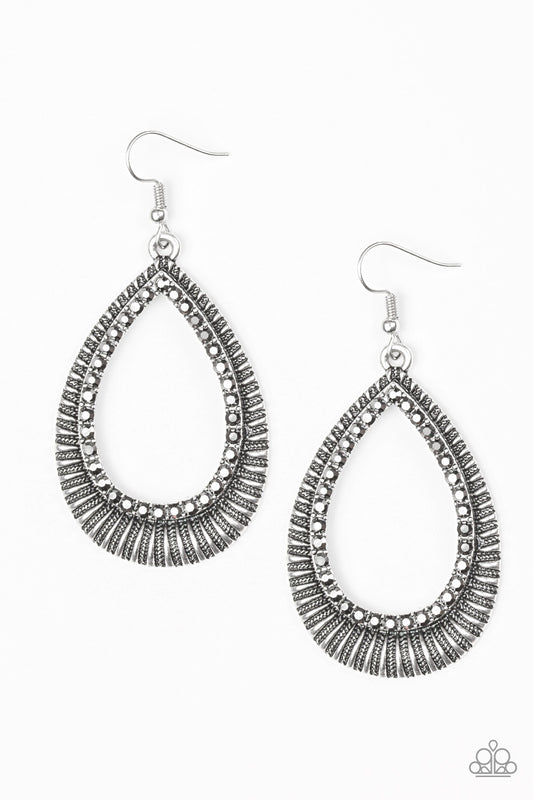 Paparazzi Right As REIGN Silver Fishhook Earrings