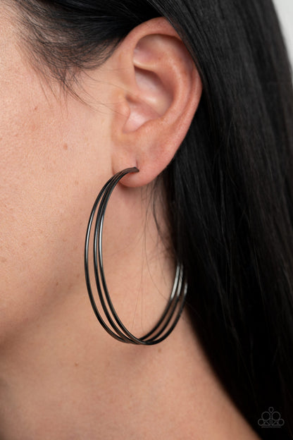 Paparazzi Rimmed Radiance Black Post Hoop Earrings