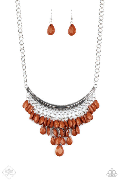 Paparazzi Fashion Fix Sunset Sightings August 2020 - Rio Rainfall Brown Short Necklace