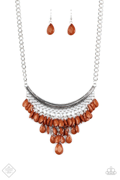 Paparazzi Rio Rainfall Brown Short Necklace - Fashion Fix Sunset Sightings August 2020 - P2ST-BNXX-051VI