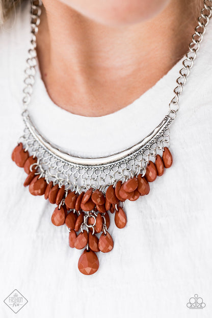 Paparazzi Rio Rainfall Brown Short Necklace - Fashion Fix Sunset Sightings August 2020 - P2ST-BNXX-051VI