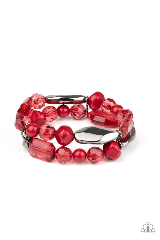 Paparazzi Rockin' Rock Candy Red Stretch Bracelet - P9WH-RDXX-107XX