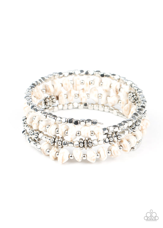 Paparazzi Rockin' Renegade White Stone Coil Wrap Bracelet