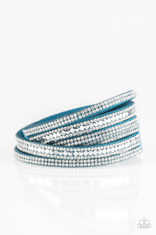 Paparazzi Rock Star Attitude Blue Double Wrap Snap Bracelet - P9DI-URBL-065XX