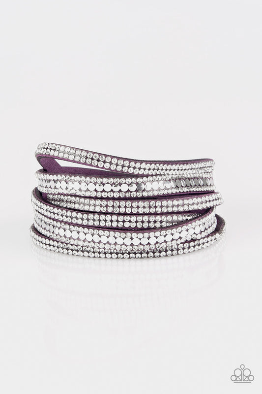 Paparazzi Rock Star Attitude Purple Double Wrap Snap Bracelet - P9DI-URPR-035XX