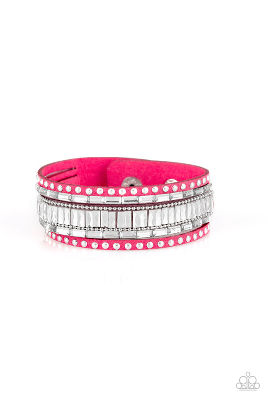Paparazzi Rock Star Rocker Pink Single Wrap Snap Bracelet