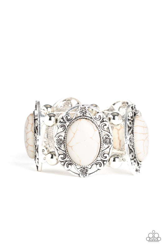 Paparazzi Rodeo Rancho White Stone Stretch Bracelet