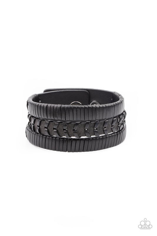 Paparazzi Rogue Roamer Black Single Wrap Snap Bracelet