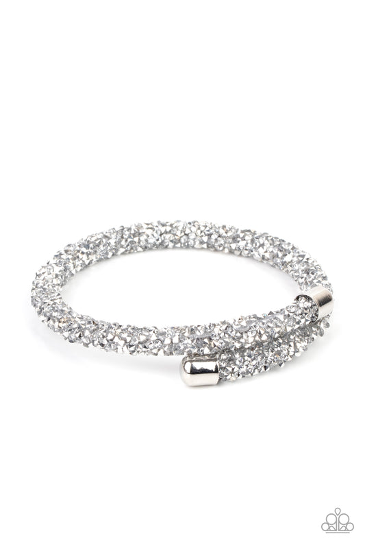 Paparazzi Roll Out The Glitz Silver Bangle Bracelet - Life Of The Party Exclusive August 2021