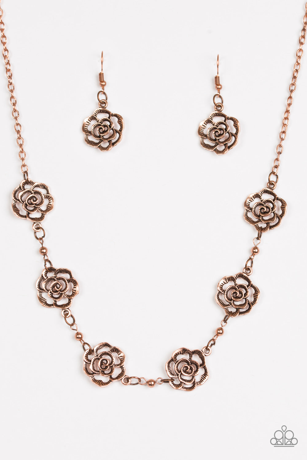 Paparazzi Rosebud Rapture Copper Short Necklace