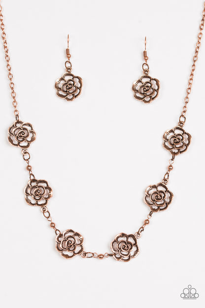 Paparazzi Rosebud Rapture Copper Short Necklace