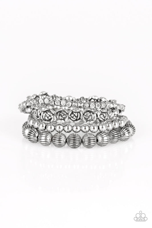 Paparazzi Rose Garden Gala Silver Stretch Bracelet