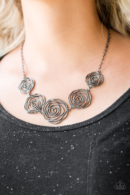 Paparazzi Rosy Rosette Black Short Necklace