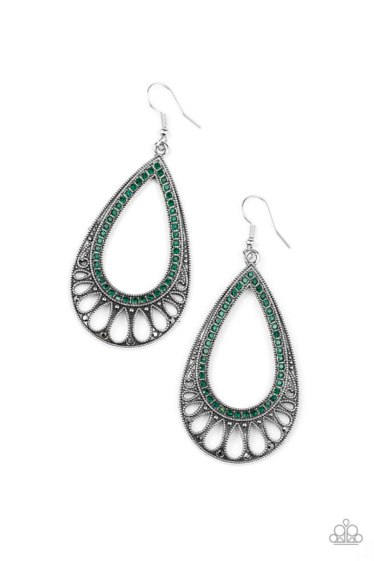 Paparazzi Royal Finesse Green Fishhook Earrings - P5ED-GRXX-040XX