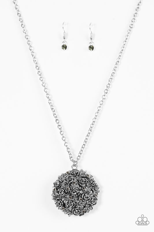 Paparazzi Royal In Roses Silver Long Necklace