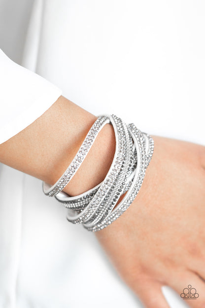 Paparazzi Royal Razzle White Double Wrap Snap Bracelet