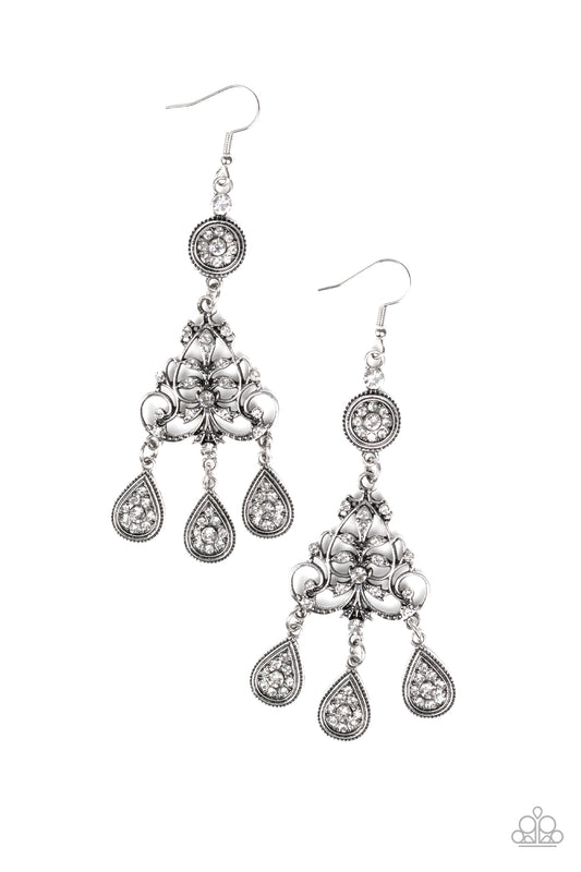Paparazzi Royal Renovation White Fishhook Earrings