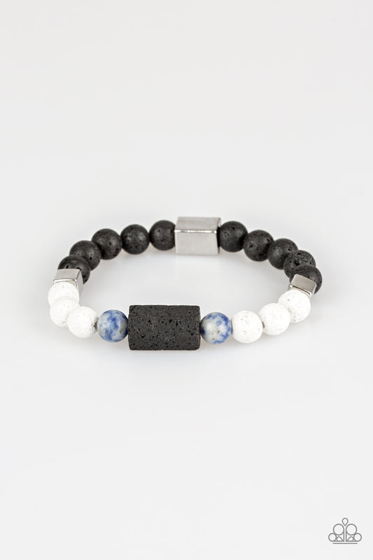 Paparazzi Run Out The Block Blue Lava Rock Stretch Bracelet