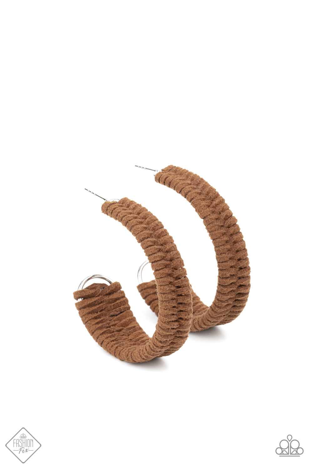 Paparazzi Rural Guru Brown Post Hoop Earrings - Fashion Fix Sunset Sightings Complete November 2021