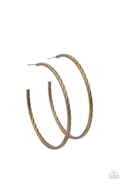 Paparazzi Rural Reserve Brass Post Hoop Earrings