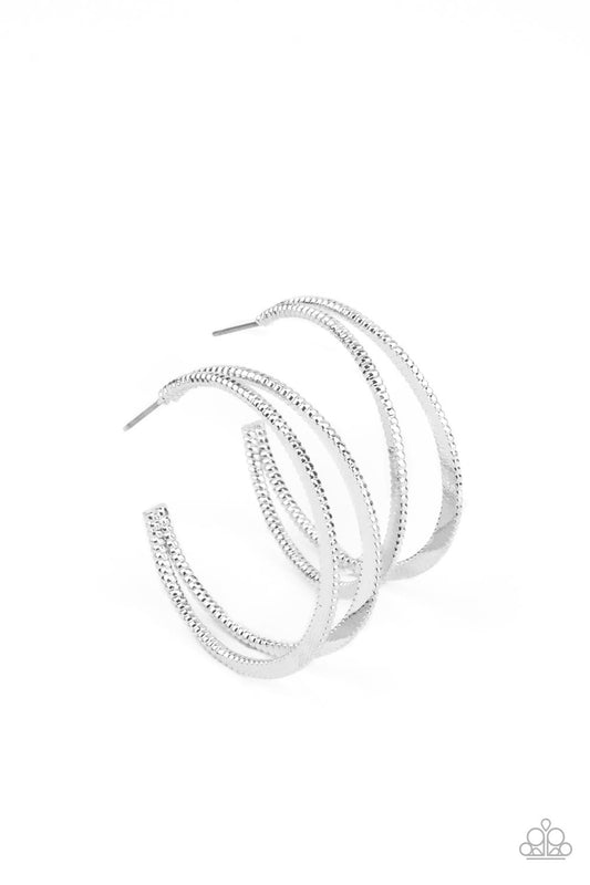 Paparazzi Rustic Curves Silver Post Hoop Earrings - P5HO-SVXX-281XX