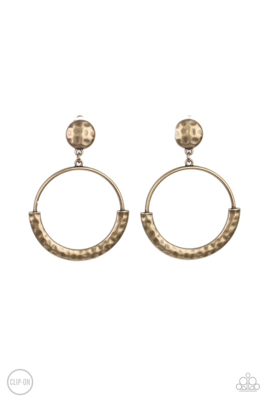 Paparazzi Rustic Horizons Brass Clip-On Earrings