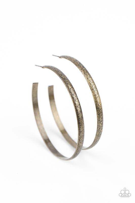 Paparazzi Rustic Radius Brass Post Hoop Earrings