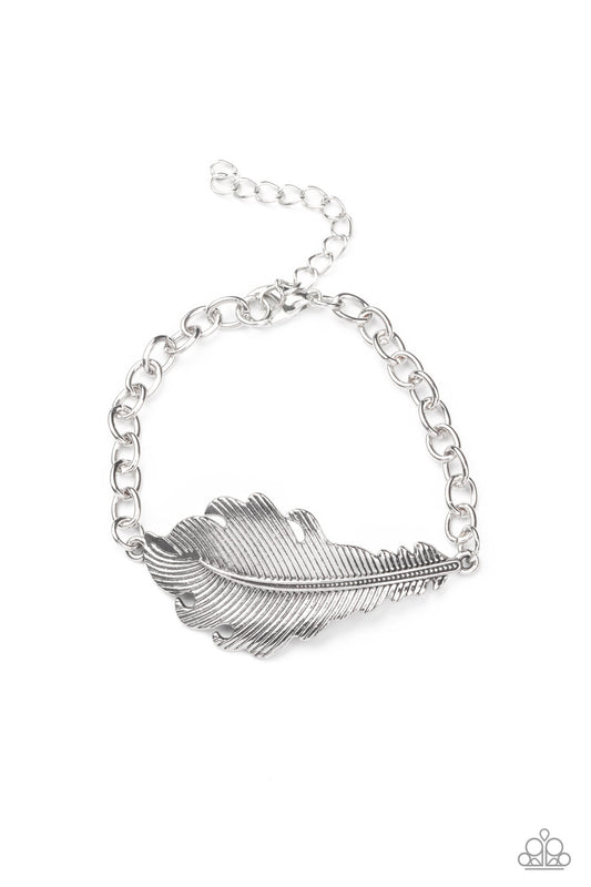 Paparazzi Rustic Roost Silver Feather Clasp Bracelet