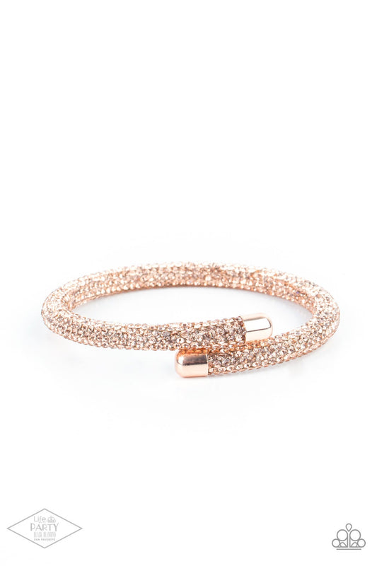 Paparazzi Stageworthy Sparkle Rose Gold Coil Wrap Bracelet - Life Of The Party Exclusive 2020