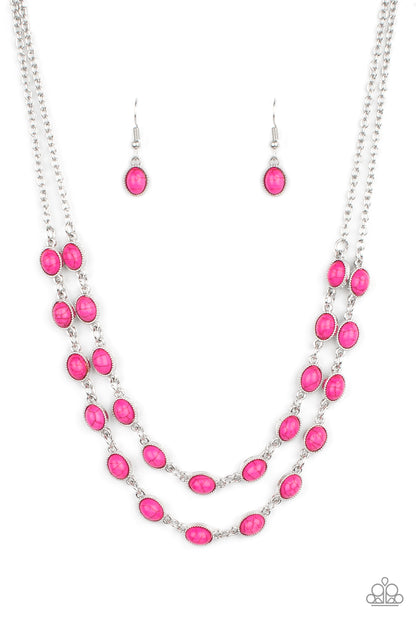 Paparazzi Sahara Safari Pink Short Necklace - P2SE-PKXX-214ZI