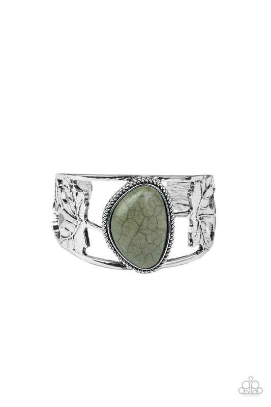 Paparazzi Sahara Seasons Green Stone Cuff Bracelet