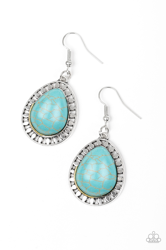 Paparazzi Sahara Serenity Blue Stone Fishhook Earrings