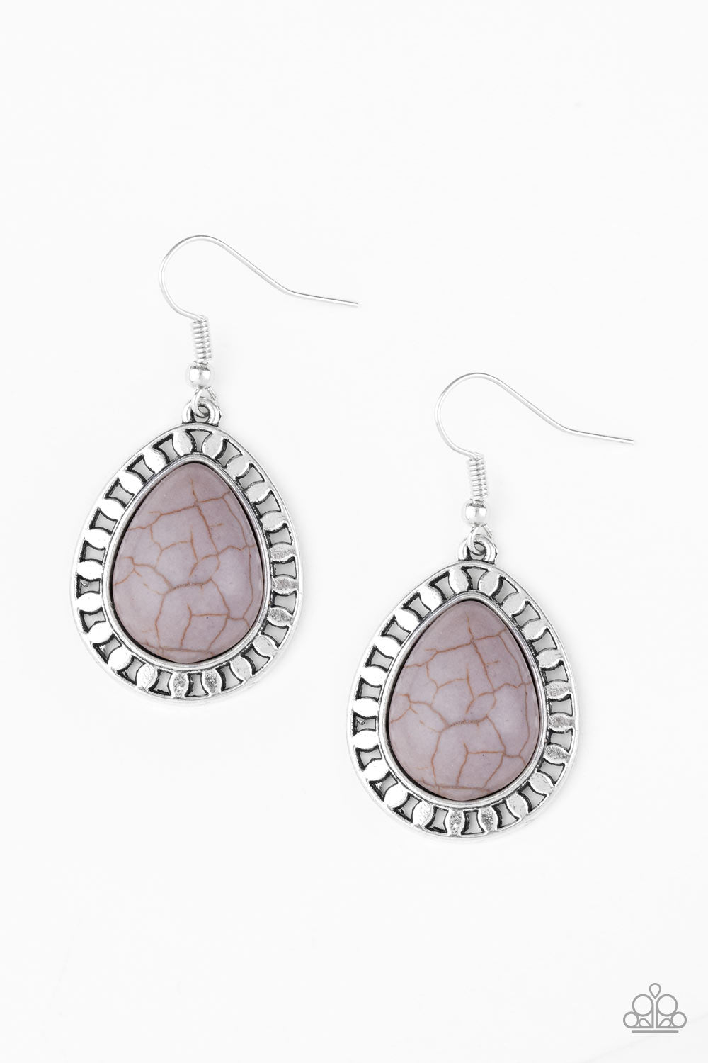 Paparazzi Sahara Serenity Silver Stone Fishhook Earrings