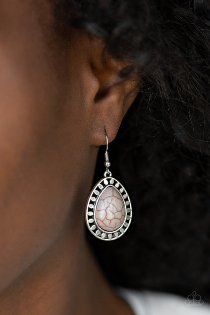 Paparazzi Sahara Serenity Silver Stone Fishhook Earrings