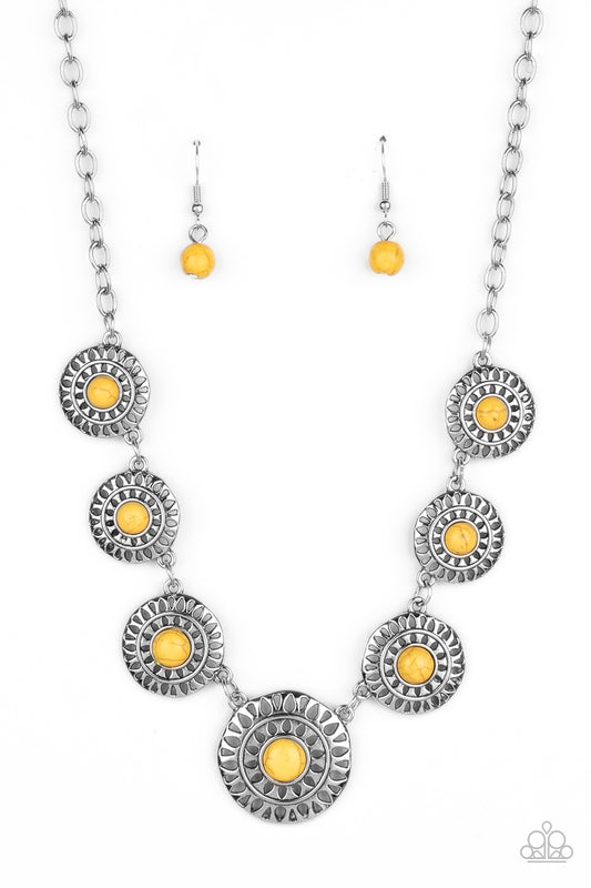 Paparazzi Sahara Solar Power Yellow Stone Short Necklace