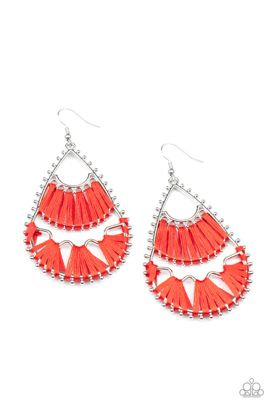 Paparazzi Samba Scene Red Fishhook Earrings - P5ST-RDXX-016XX