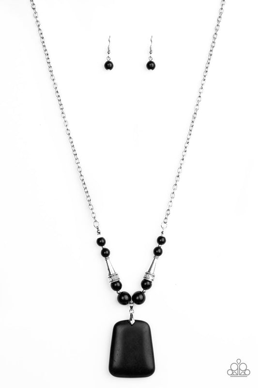 Paparazzi Sandstone Oasis Black Short Necklace