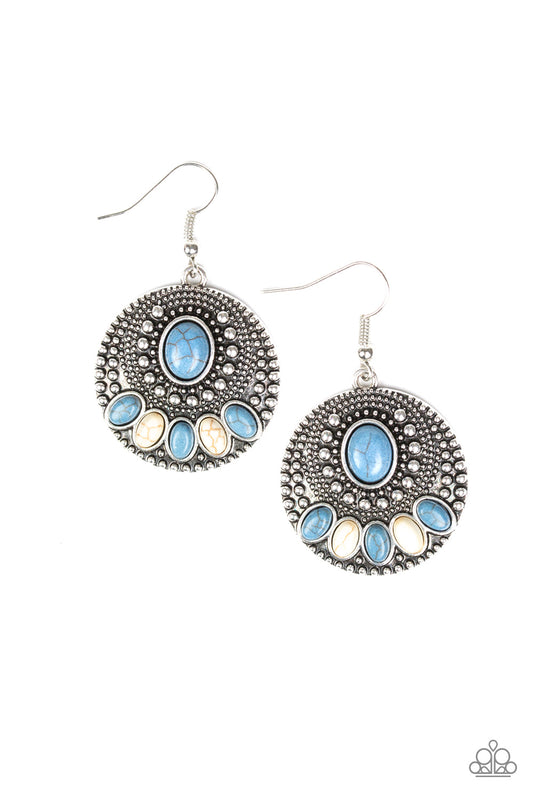 Paparazzi Sandstone Paradise Blue Stone Fishhook Earrings
